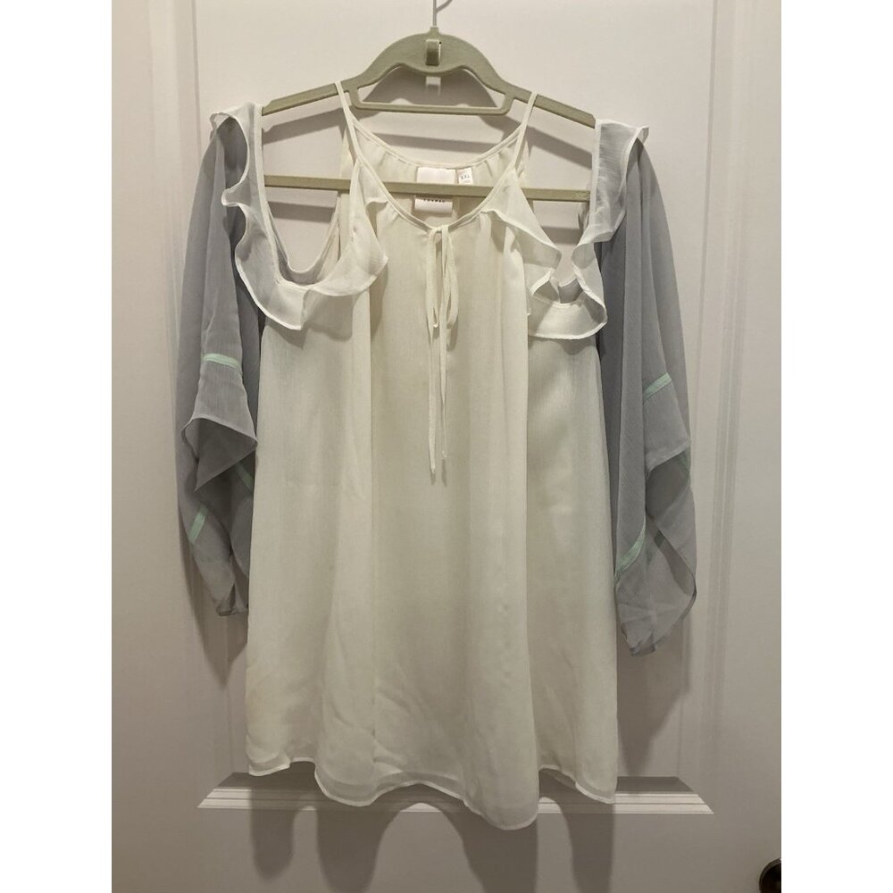Lauren Conrad Top XXL Thin Strap Open Shoulder Larger Sleeve Fully Lined